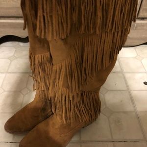 Suede fringe boots
